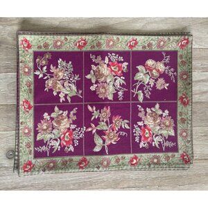 April Cornell Vintage Placemats Set of 8 Burgundy Floral Cotton French Country